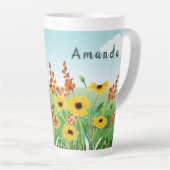 Personalisierter Name / Geburtsgebäude und Blumeng Milchtasse (Rechte Ecke)