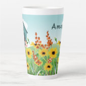 Personalisierter Name / Geburtsgebäude und Blumeng Milchtasse (Vorderseite)