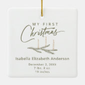 Personalisierter Name Geburtsstunde meine ersten W Keramikornament (Rückseite)