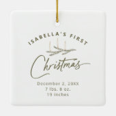 Personalisierter Name Geburtsstunde meine ersten W Keramikornament (Rückseite)