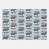 Personalisierter Name Geburtstag Hippopotamus Hipp Geschenkpapier Set (Vorderseite 3)