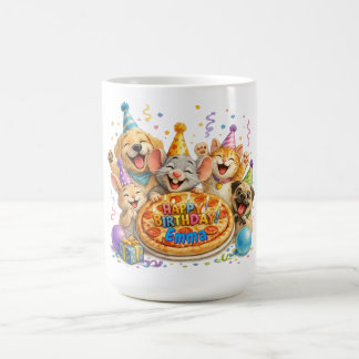 Personalisierter Name Geburtstag Pizza Party Tiere Kaffeetasse