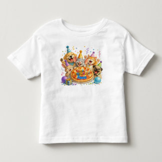 Personalisierter Name Geburtstags-Pizza-Party Tier Kleinkind T-shirt