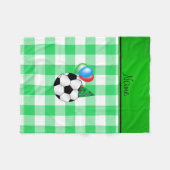 Personalisierter Name Geburtstagsoccer Grün Schach Fleecedecke (Vorderseite (Horizontal))