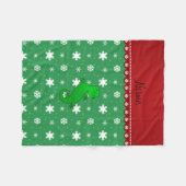Personalisierter Name Geckos, grüne Schneeflocken Fleecedecke (Vorderseite (Horizontal))