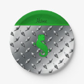 Personalisierter Name Geckosilber Diamantblech Sta Pappteller (Vorderseite)
