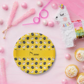 Personalisierter Name Gelb Bowling Pappteller (Party)