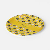 Personalisierter Name Gelb Bowling Pappteller (Schrägansicht)