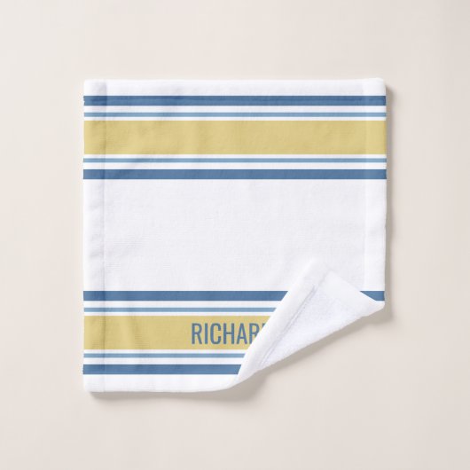 Personalisierter Name Gelb und Blau gestrichen Badhandtuch Set (Waschlappen)