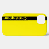 Personalisierter Name Gelb und schwarzer Racing St Case-Mate iPhone Hülle (Rückseite (Horizontal))