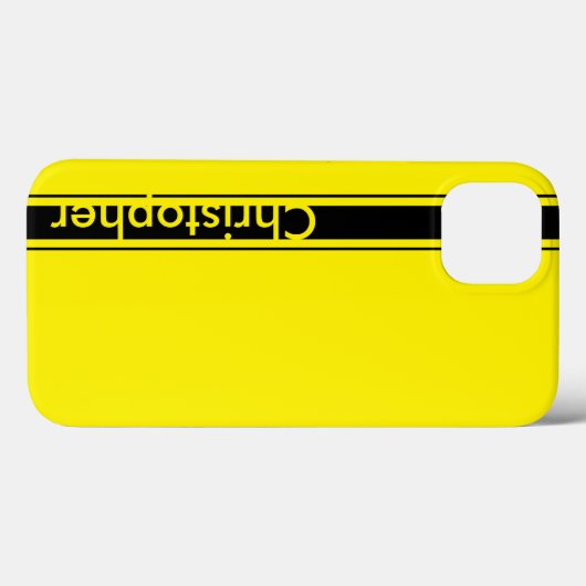 Personalisierter Name Gelb und schwarzer Racing St Case-Mate iPhone Hülle (Rückseite (Horizontal))