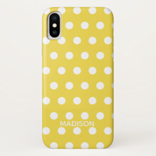Personalisierter Name Gelb/Weiß-Polka Case-Mate iPhone Hülle