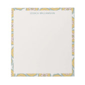 Personalisierter Name Gelbe Blumenpastete Grenze Notizblock (Vorderseite)