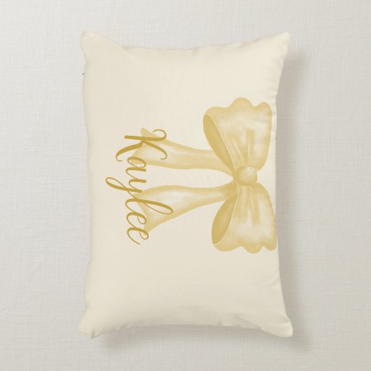 Personalisierter Name Gelbe Coquette Bow Kissen (Vorderseite(Vertikal))