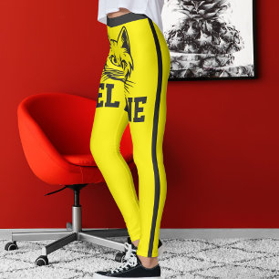 Personalisierter Name Gelbe graue Streifen Niedlic Leggings