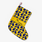 Personalisierter Name: gelbe Polizei Kleiner Weihnachtsstrumpf (Vorderansicht (hängend))