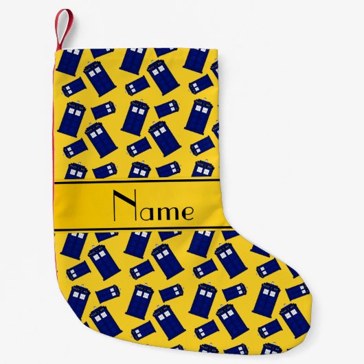 Personalisierter Name: gelbe Polizei Kleiner Weihnachtsstrumpf (Vorderseite)