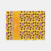 Personalisierter Name Gelbe rosa Kaffeetassen Bohn Fleecedecke (Vorderseite (Horizontal))