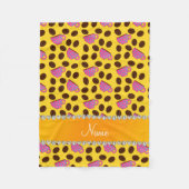 Personalisierter Name Gelbe rosa Kaffeetassen Bohn Fleecedecke (Vorderseite)