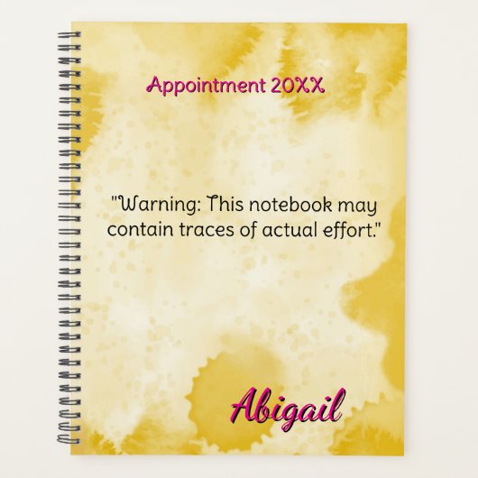 Personalisierter Name Gelbe Wasserfarbe Ernennung Planer (Vorderseite)