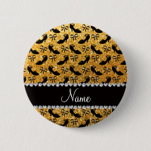 Personalisierter Name gelber Glitzer extravagante  Button