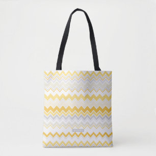 Personalisierter Name Gelber Ikat-Chevron-Muster Tasche