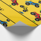 Personalisierter Name: gelbes ATV-Muster Geschenkpapier (Ecke)