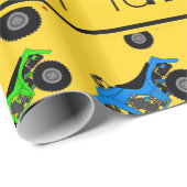 Personalisierter Name: gelbes ATV-Muster Geschenkpapier (Rolleneckpunkt)