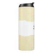 Personalisierter Name gelbes Gingham-Muster Thermosbecher (Nach links gedreht)