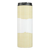 Personalisierter Name gelbes Gingham-Muster Thermosbecher (Rückseite)