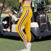 Personalisierter Name Gelborange Schwarz-weiß Stre Capri Leggings