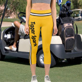 Personalisierter Name Gelborange Schwarz-weiß Stre Capri Leggings