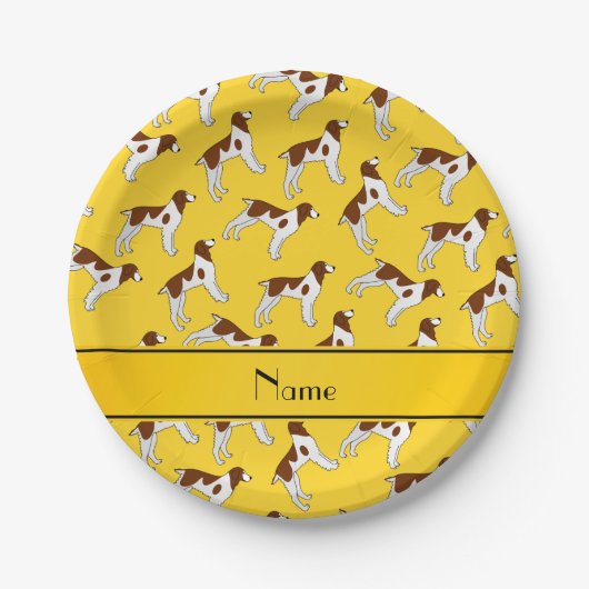 Personalisierter Name Gelbspröde Spaniel Hunde Pappteller (Vorderseite)
