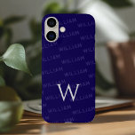 Personalisierter Name gemustert, Einfache Monogram<br><div class="desc">Dieses elegante iPhone 16 Gehäuse bietet ein raffiniertes Monogramm-Muster mit einer modernen, minimalistischen Touch. Das Design hebt Ihren Namen in einem klaren, einfachen Schriftart hervor und schafft so ein personalisiertes und stilvolles Aussehen. Der erste Buchstabe deines Namens wird prominent als fett gedrucktes Monogramm dargestellt, das der Ästhetik eine Touch Eleganz...</div>