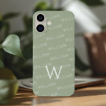 Personalisierter Name gemustert, Einfache Monogram<br><div class="desc">Dieses elegante iPhone 16 Gehäuse bietet ein raffiniertes Monogramm-Muster mit einer modernen, minimalistischen Touch. Das Design hebt Ihren Namen in einem klaren, einfachen Schriftart hervor und schafft so ein personalisiertes und stilvolles Aussehen. Der erste Buchstabe deines Namens wird prominent als fett gedrucktes Monogramm dargestellt, das der Ästhetik eine Touch Eleganz...</div>