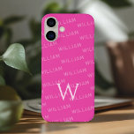 Personalisierter Name gemustert, Einfache Monogram<br><div class="desc">Dieses elegante iPhone 16 Gehäuse bietet ein raffiniertes Monogramm-Muster mit einer modernen, minimalistischen Touch. Das Design hebt Ihren Namen in einem klaren, einfachen Schriftart hervor und schafft so ein personalisiertes und stilvolles Aussehen. Der erste Buchstabe deines Namens wird prominent als fett gedrucktes Monogramm dargestellt, das der Ästhetik eine Touch Eleganz...</div>