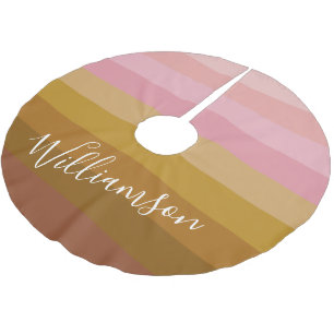 Personalisierter Name Geometrische Streifen Rosa u Polyester Weihnachtsbaumdecke