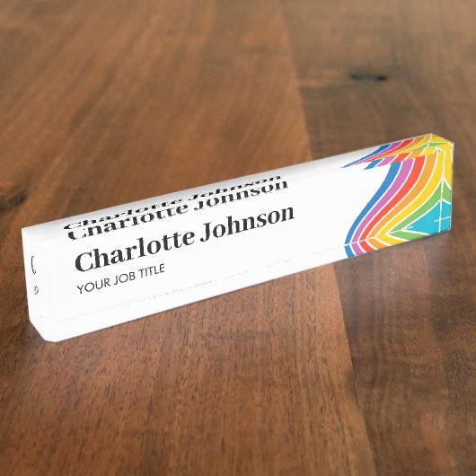 Personalisierter Name - Geschäft mit Rainbow Wave Namensplakette (Seite)