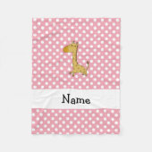 Personalisierter Name Giraffe Pink Polka Punkte Fleecedecke (Vorderseite)