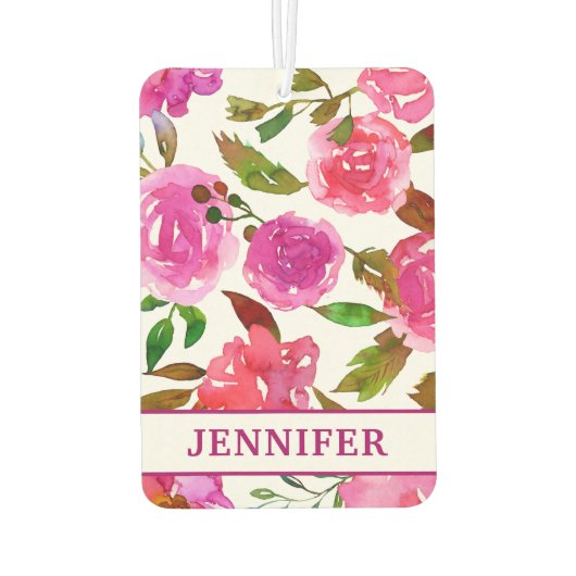 Personalisierter Name Girl Lila Watercolor Autolufterfrischer (Rückseite)