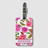 Personalisierter Name Girl Lila Watercolor Gepäckanhänger (Vorderseite Vertikal)