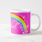 Personalisierter Name Girls Regenbogen Rosa Jumbo-Tasse (Rechts)