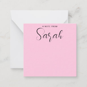 Personalisierter Name Girly Kalligrafie Rosa Mitteilungskarte