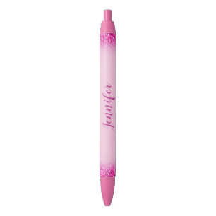 Personalisierter Name Girly Pink Glitzer Trendy Kugelschreiber