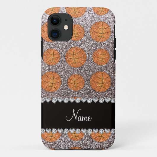 Personalisierter Name Glitzer Basketball Case-Mate iPhone Hülle (Rückseite)