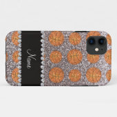 Personalisierter Name Glitzer Basketball Case-Mate iPhone Hülle (Rückseite (Horizontal))