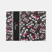 Personalisierter Name Glitzer Schwarze Skulle Rosa Fleecedecke (Vorderseite (Horizontal))