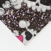 Personalisierter Name Glitzer Schwarze Skulle Rosa Fleecedecke (Ecke)