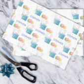 Personalisierter Name glücklich Geburtsdatum Monog Seidenpapier