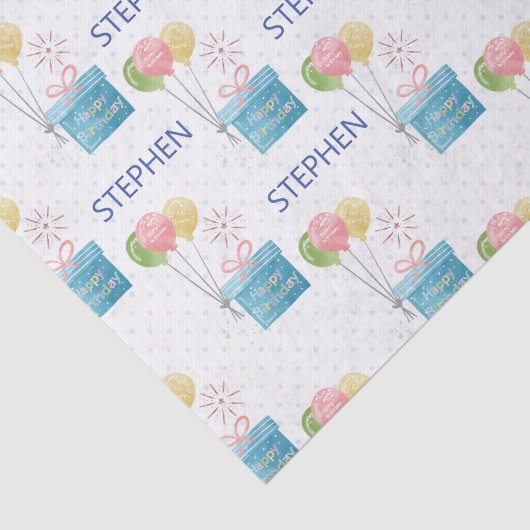 Personalisierter Name glücklich Geburtsdatum Monog Seidenpapier (Ausschnitt)
